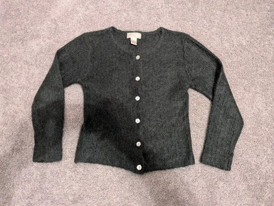 Studio Works Sweater Cardigan Women M Petite Green Mohair Button Front - Image 1 of 4