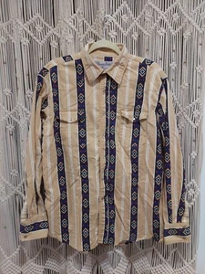 Vtg Wrangler Wrancher Pearl Snap Shirt Navajo Aztec Western Cowboy Wear Sz XL - Picture 1 of 6