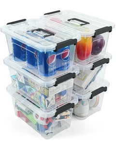 Plastic Storage Bins with Lids 6 Pack Storage Organizer, 7 Quart Stackable St... - Picture 1 of 5