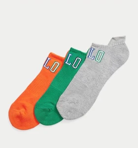 Polo Ralph Lauren Logo Low-Cut Sport 3er Pack Socken GRAU GRÜN ORANGE - Bild 1 von 1