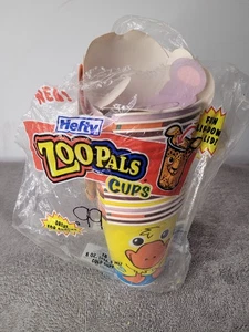 Vintage 2005 Hefty Zoo Pals ZooPals Cold Cups Lot Of 17 Flip Down Lid Open - Picture 1 of 3