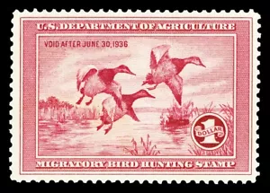 Scott RW2 1935 $1.00 Duck Stamp Unused VF+ No Gum Cat $175 - Picture 1 of 1