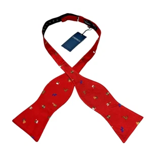 DANIEL CREMIEUX Men's Bow Tie 100% Silk Adjustable Red Christmas NWT $39.50 - Picture 1 of 3
