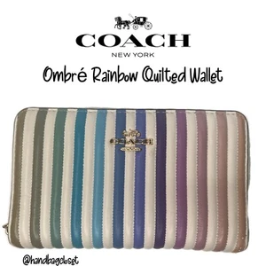 COACH RAINBOW MEDIUM ZIP AROUND WALLET WITH OMBRE QUILTING (COACH 91197) - Picture 1 of 8