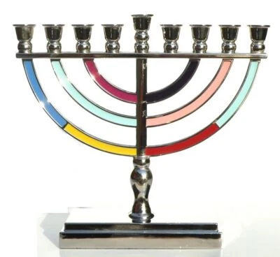 Candelabro portacandele colorato Hanukkah Menorah Miracolo di luce, Judaica - Immagine 1 di 4
