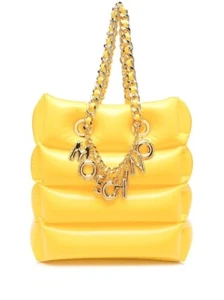 Moschino gelb aufblasbar Pool Float PVC Tragetasche Logo Anhänger Kette Designer - Bild 1 von 14