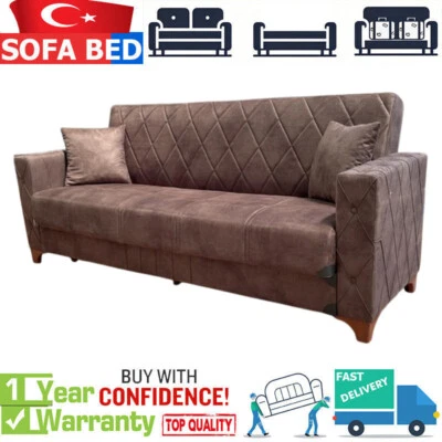 DS STORE Turkish 3 Seater Ottoman Storage Sofa Bed Modern Luxury Bedroom with Cushions