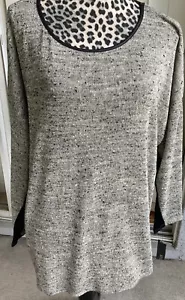 Apt 9 Long Tunic Sweater Top Long Sleeve Crew Neck Gray/black 1X NWT I2263 - Picture 1 of 10