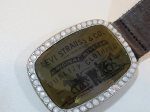 Cinturón LEVI STRAUSS LEVI ́S 3,5 cm 80-95 cuero negro-marrón vintage error/GK2 - Imagen 1 de 6
