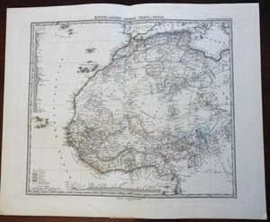 West Africa Moroco Algeria Guinea Senegal Guinea 1876 Stieler detailed map - Picture 1 of 6