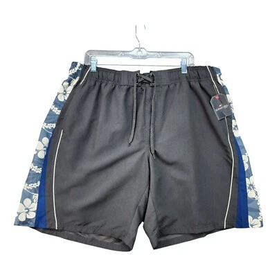 NWT St Johns Bay Hawaiian Board Shorts Swim Trunks Men XLARGE Pockets Lined Gray - Image 1 of 4