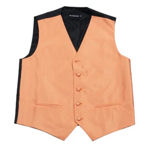 Men's Orange Pattern Tuxedo Vest Formals Weddings Proms Fashion Waistcoat - Picture 1 of 2