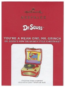 2021 Hallmark Dr Suess You're Mean One Mr Grinch Record Player Sound Light Magic - Picture 1 of 1