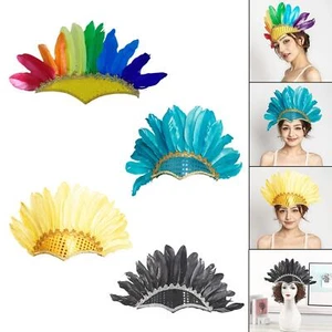 Feather Headband Kids Feather Headdress for Carnival Dance Show Halloween - Picture 1 of 26