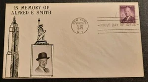 1945 FDC Alfred E Smith Memorial Crosby Cachet Plate Block Stamps New York NY - Picture 1 of 2