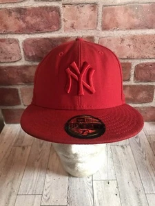 Vintage New York Yankees Mens Fitted Hat 7 1/2 Red New Era 59Fifty Red Logo - Picture 1 of 7