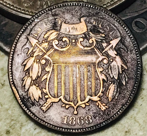 1868 Two Cent Piece 2C Ungraded Civil War Era US Copper Coin CC18588 Cover