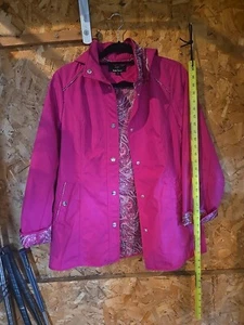Dennis Basso Women’s Jacket Pink with Paisley Lining Size Xs Detachable Hood - Picture 1 of 11