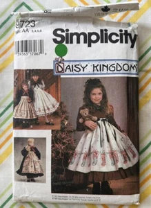 Vtg 90s SIMPLICITY 9723 Daisy Kingdom CHILD DOLL DRESS PATTERN 3 4 5 6 - Picture 1 of 3