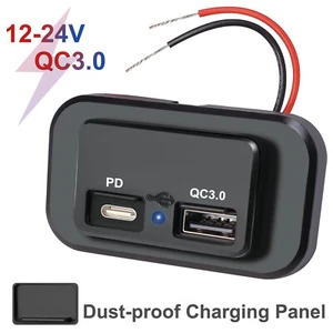 Dual PD USB Port Fast Charger Socket Power Outlet Panel Car RV Caravan 12V/24V . - Picture 1 of 7