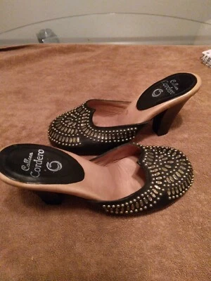 Calleen Cordero Black Studded Leather Pumps,  Mules sz 6 - Image 1 of 4