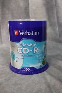 Verbatim Printable CD-r 100 Pack 700mb 52x 80 Min Model #96574 - NEW Sealed - Photo 1/2