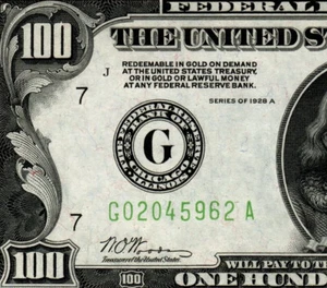 1928A $ 100 Chicago Gold auf Abruf Federal Reserve Note S/N G02045962A PMG63 EPQ - Bild 1 von 4