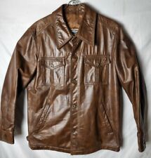 Mighty Mac Men Size 40 Hand Cut Natural Grain Leather Button Down Jacket