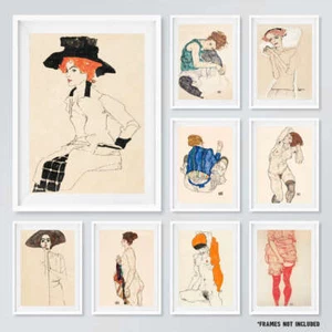 EGON SCHIELE MODERN ART UNFRAMED EXPRESSIONISM ART PRINTS FEMALE NUDES WALL ART - Picture 1 of 22