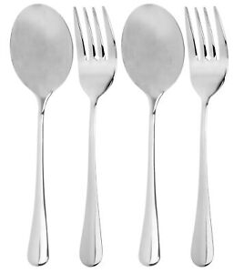 Serving Spoons & Large Serving Forks Set (4 pack, 2 of each)