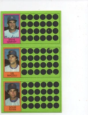 1981 Topps Baseball Scratch Off Steve Garvey Lee Mazzilli Doug Flynn - Image 1 of 2