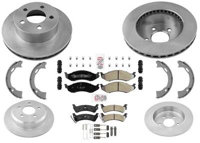 Rotores y pastillas de freno de disco delanteros y traseros para Jeep Grand Cherokee 1994 1995 1998 Foto 1 de 4