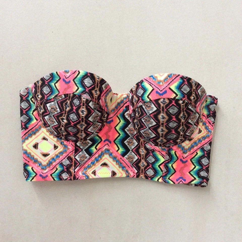 Top de bikini Volcom Swim para mujer talla S estampado multicolor sin tirantes trajes de baño Foto 1 de 4