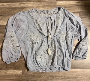 Lucky Brand Women’s Blue Lace Shirt Size Medium - Picture 1 of 5