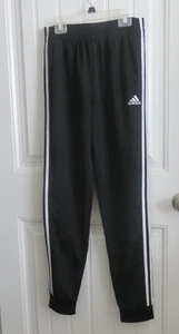 Adidas Youth Pants LG Black White Sweatpants Outdoor Joggers Track - Picture 1 of 6