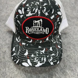 Roseland Oil And Gas Hat Trucker Mesh Snapback Men's Floral Black White - Picture 1 of 6