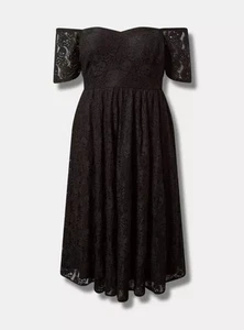 *NWT* Torrid Betsey Johnson Skull Lace Off-Shoulder Midi Dress Size 2 (18/20) - Picture 1 of 8
