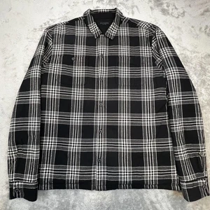 AllSaints Shirt Jacket Mens 2XL Black White Plaid Fayette Shacket Quilted - Picture 1 of 14
