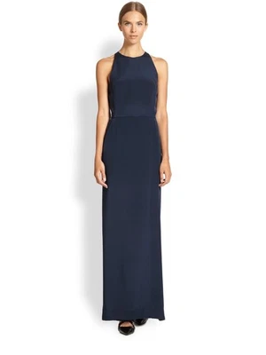 Vestido Mono Tamara Mellon Azul Marino Espalda Abierta Seda Talla 10 $1,295 NUEVO Foto 1 de 3