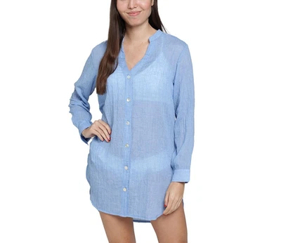 Camisa Grande J Valdi Botón Delantero Manga Larga Natación Encubrimiento $59 Talla XL # 1B 2531 B Foto 1 de 4