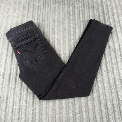 Джинсы для девочек Levi's размер 12 черные без застежек джеггинсы с регулируемой талией узкие - Изображение 1 из 4