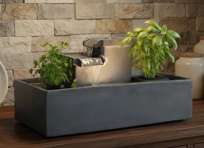 Springbrunnen mit LED Beleuchtung Tischbrunnen Zimmerbrunnen 49cm Gartenbrunnen  - Bild 1 von 4