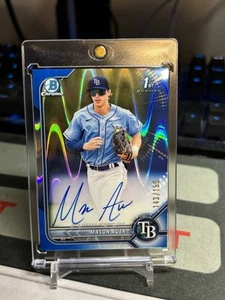 2022 Bowman Chrome - Mason Auer 1st Auto #CPA-MA Blue Ray Wave - Rays - Picture 1 of 2
