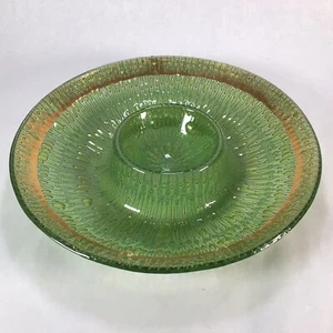 Higgins Art Glass 12” Bowl Moss Green Gold Gilt with Bubbles Bullicante - Picture 1 of 8