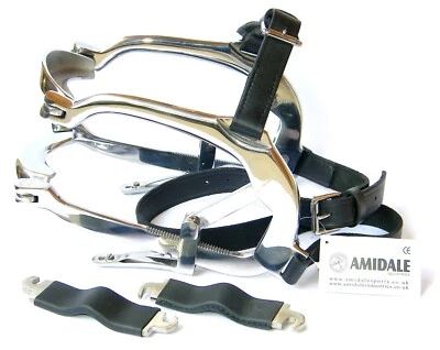 AMIDALE CRATCH FORGIATI CON CINGHIE IN PELLE EQUINO DENTALE CAVALLO BOCCA BAVAGLIO SPECULUM NUOVO CON ETICHETTE