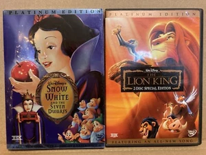 Disney's SNOW WHITE (New) & THE LION KING (Used) DVDs Platinum Editions - Picture 1 of 3