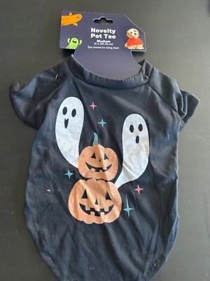 Camiseta de Halloween con diseño de fantasma y calabaza para mascotas mediana disfraz para mascotas mascota Foto 1 de 4