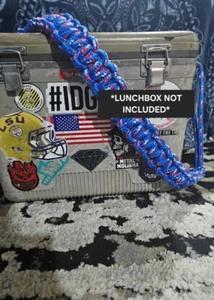Hand Braided Lunch Box Strap single braid blue, red, white - Picture 1 of 4