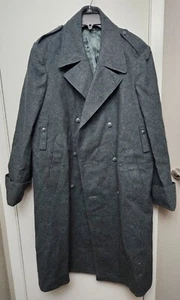 48BB Vintage Swiss Military Winter Wool Gray Double Breasted Over Coat - Picture 1 of 5