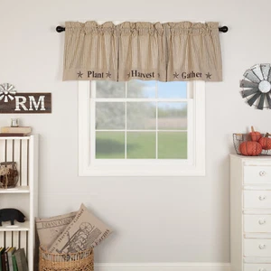 Sawyer Mill Farmhouse Charcoal Plant Harvest Gather Valance 20x72" VHC Brands - Picture 1 of 9